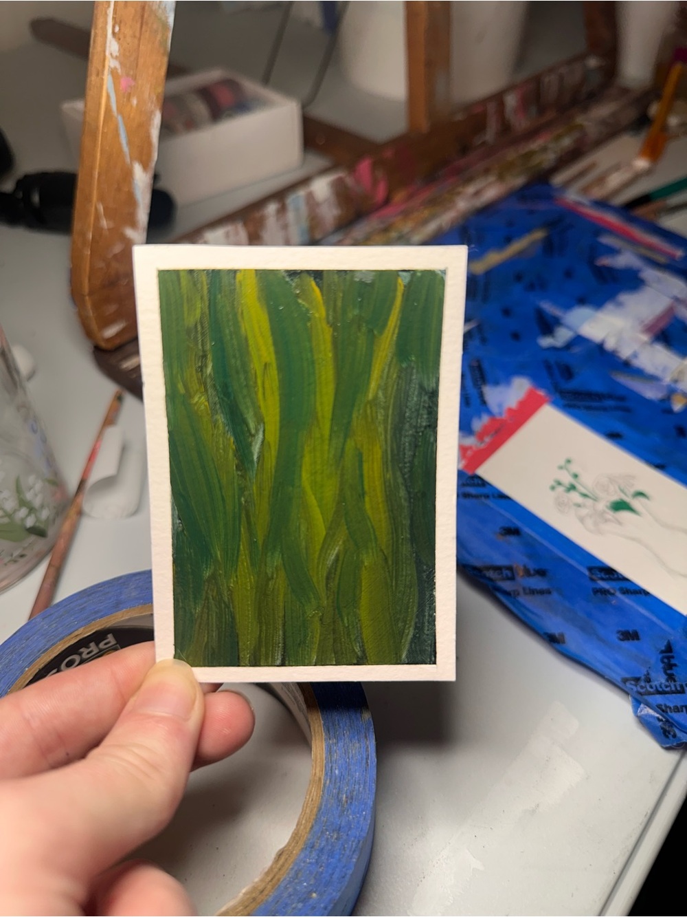 Original Abstract Green Brushstroke Home Art by